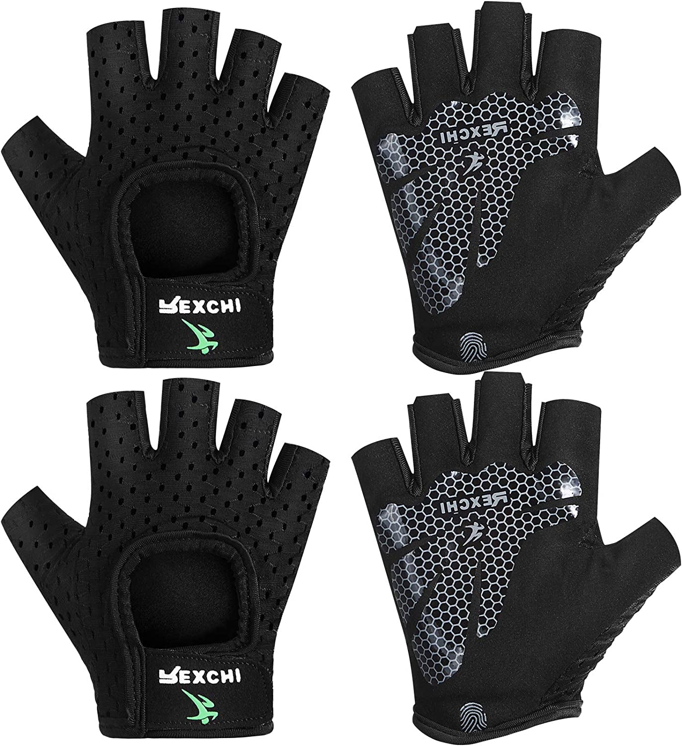 2 Pairs Workout Gloves Adjustable Weight Lifting Gym Exercise Training Breathable Workout Gloves with Full Palm Protection for Men and Women Fitness, Biking, Pull Up, Cycling