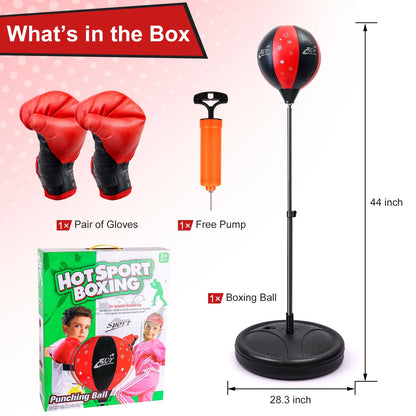 Punching Bag for Kids with Boxing Gloves Adjustable Stand Kids Punching Bag Boxing Bag Set Toy for Child Boys & Girls